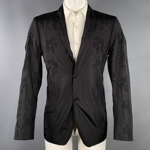 CALVIN KLEIN COLLECTION Size 40 Black Abstract Polyester Sport Coat - Picture 1 of 9